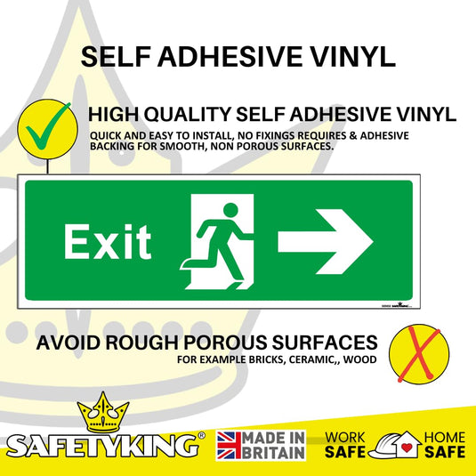 SAFETYKING® 1 Piece Fire Exit Sticker Running Man Right Sticker | 30 cm x 10 cm Self Adhesive Sticker | Fire Exit Signs | Fire Exit Stickers | Fire Exit Safety Pack | Running Man Fire Exit Signs