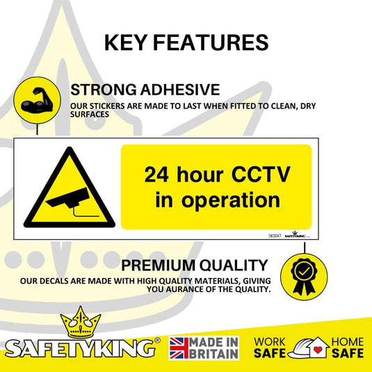 SAFETYKING® 4 PCS CCTV STICKER (HORIZONTAL) CCTV Sign Security Sticker | Home Security Stickers | Protection Stickers | Protection Signs