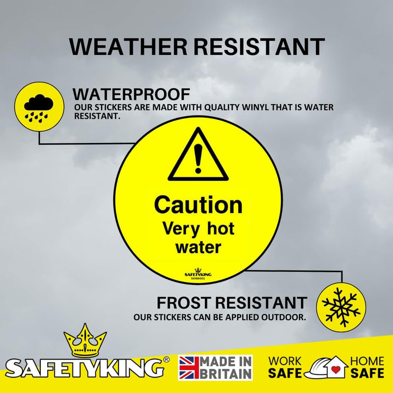 Load image into Gallery viewer, SAFETYKING® 12 x Caution Hot Water Stickers 68mm Diameter | Caution Very Hot Water Stickers | Caution Hot Water Signs | Caution Hot Very Hot Water Signs | Hot Water Sticker | Hot Water Sign
