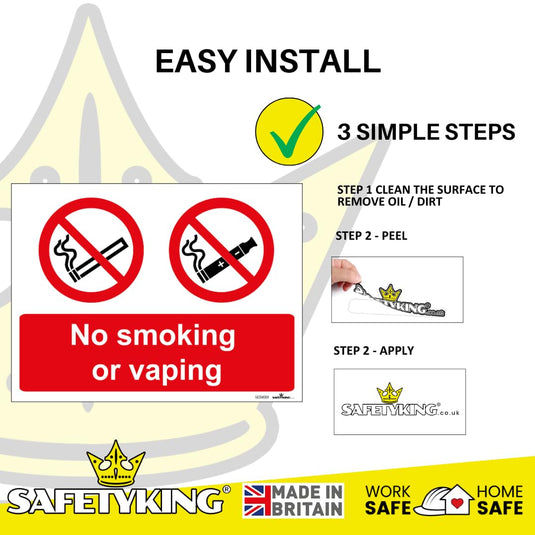 SAFETYKING® 6PCS 180cm x 135cm No Smoking No Vaping Sticker | No Smoking Sticker | No Vaping Sticker | No Smoking No Vaping Self Adhesive Sticker