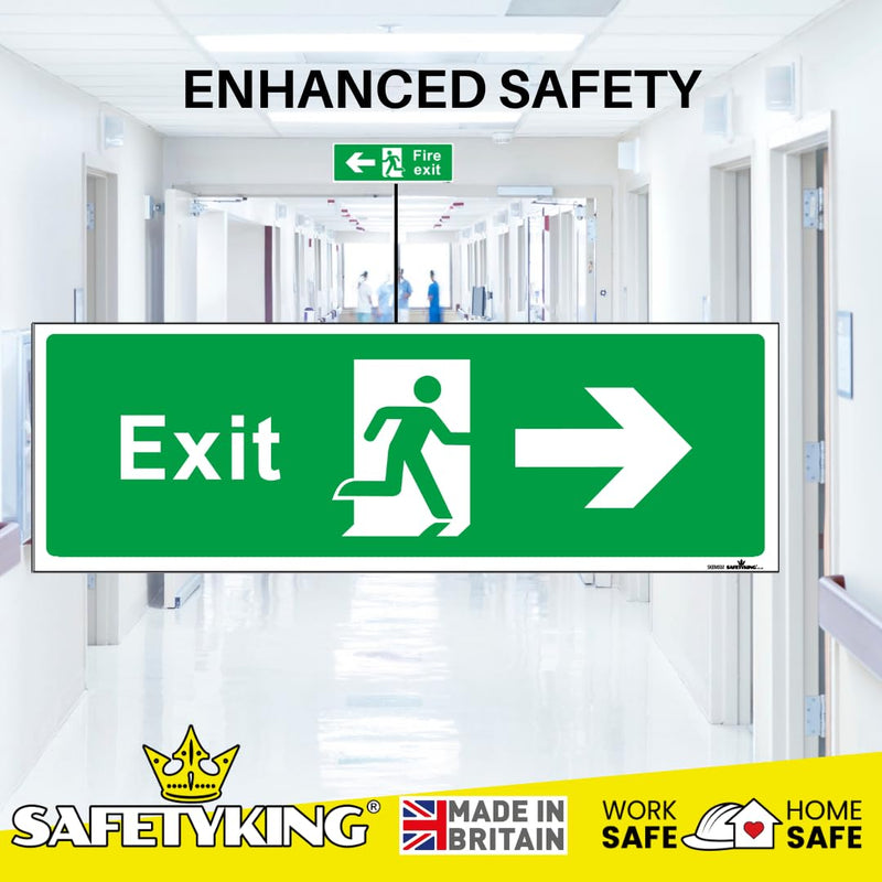 Load image into Gallery viewer, SAFETYKING® 5 Piece Fire Exit Sticker Running Man Right Sticker | 30 cm x 10 cm Self Adhesive Sticker | Fire Exit Signs | Fire Exit Stickers | Fire Exit Safety Pack | Running Man Fire Exit Signs
