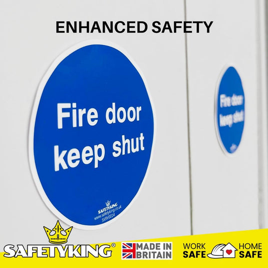 SAFETYKING® 32 x Fire Door Keep Shut Stickers 78mm Diameter | Fire Door Keep Shut Sign | Fire Door Stickers | Fore Door Signs | Fire Door Keep Shut | Fire Door Sign | Fire Door Keep Closed Sign