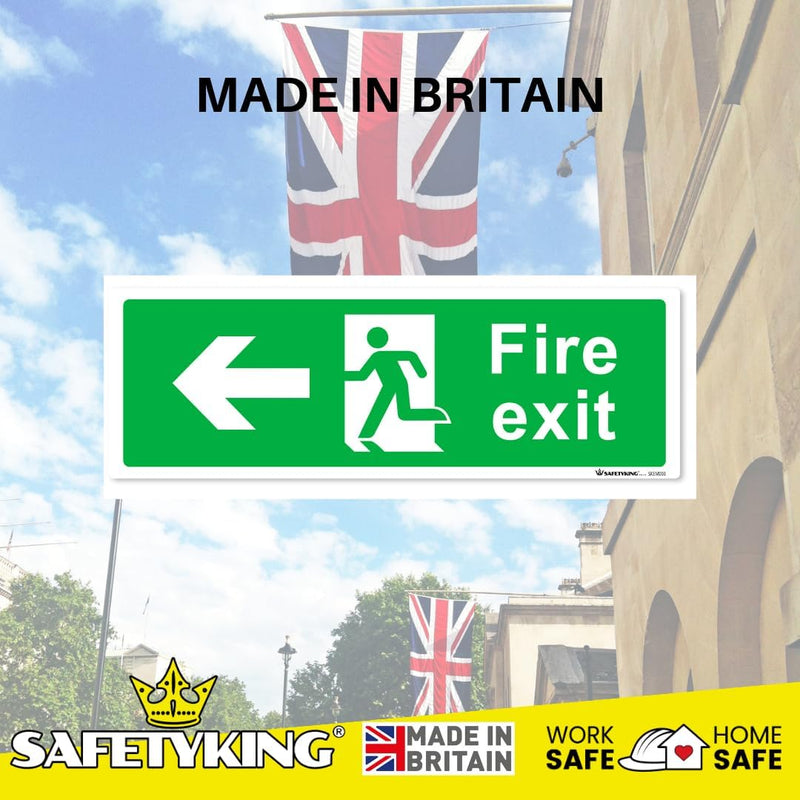 Load image into Gallery viewer, SAFETYKING® 16 Piece Fire Exit Signs | Running Man Left Fire Exit Sign | 30 cm x 10 cm Self Adhesive Sticker | Fire Exit Signs | Fire Exit Stickers | Fire Exit Safety Pack | Running Man Fire Exit Sign
