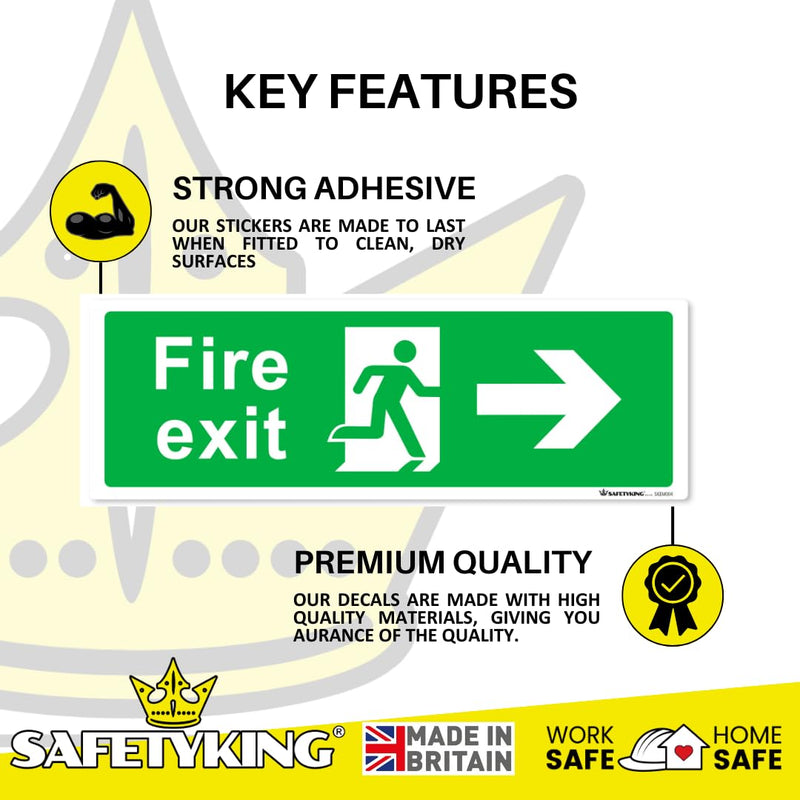 Load image into Gallery viewer, SAFETYKING® 16 Piece Fire Exit Signs | Running Man RightFire Exit Sign | 30 cm x 10 cm Self Adhesive Sticker | Fire Exit Signs | Fire Exit Stickers | Fire Exit Safety Pack | Running Man Fire Exit Sign
