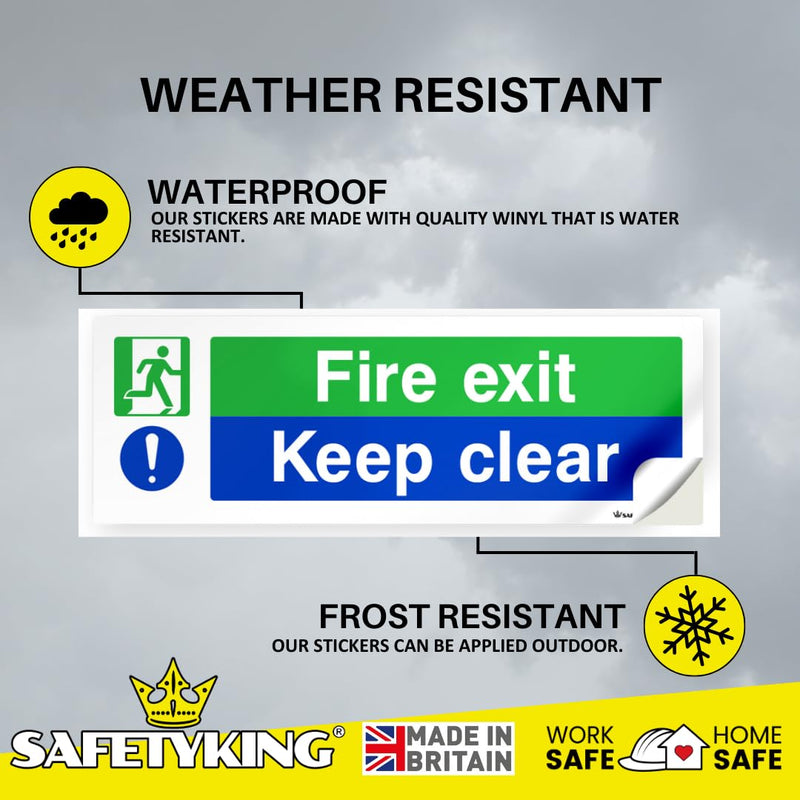 Load image into Gallery viewer, SAFETYKING® 16 Piece Fire Exit Signs | Fire Exit Keep Clear Sticker | 30 cm x 10 cm Self Adhesive Sticker | Fire Exit Signs | Fire Exit Stickers | Fire Exit Safety Pack | Running Man Fire Exit Sign
