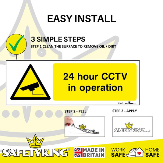 SAFETYKING® 4 PCS CCTV STICKER (HORIZONTAL) CCTV Sign Security Sticker | Home Security Stickers | Protection Stickers | Protection Signs