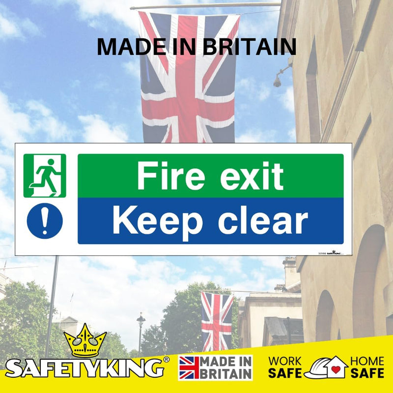 Load image into Gallery viewer, SAFETYKING® 16 Piece Fire Exit Signage kit 30cm x 10cm | Self Adhesive Stickers | Fire Exit Signs | Fire Exit Stickers | Fire Exit Safety Pack | Fire Exit Keep Clear sign | Running Man Fire Exit Signs
