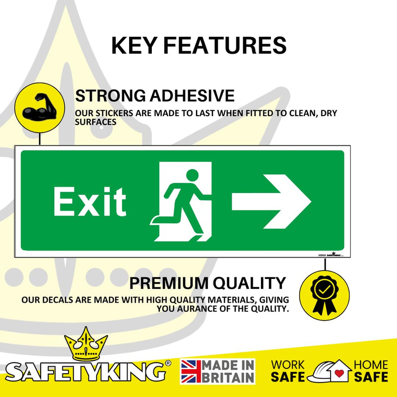 Load image into Gallery viewer, SAFETYKING® 5 Piece Fire Exit Sticker Running Man Right Sticker | 30 cm x 10 cm Self Adhesive Sticker | Fire Exit Signs | Fire Exit Stickers | Fire Exit Safety Pack | Running Man Fire Exit Signs
