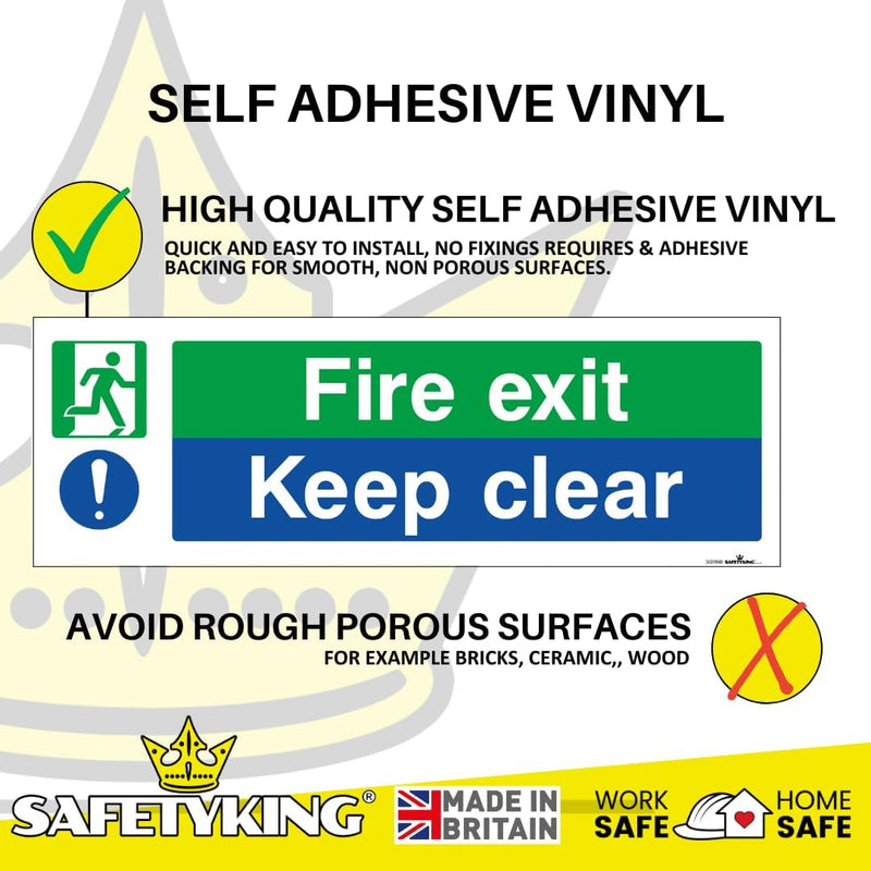 Load image into Gallery viewer, SAFETYKING® 16 Piece Fire Exit Signage kit 30cm x 10cm | Self Adhesive Stickers | Fire Exit Signs | Fire Exit Stickers | Fire Exit Safety Pack | Fire Exit Keep Clear sign | Running Man Fire Exit Signs
