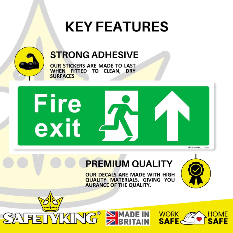 Load image into Gallery viewer, SAFETYKING® 16 Piece Fire Exit Signs | Running Man Up Fire Exit Sign | 30 cm x 10 cm Self Adhesive Sticker | Fire Exit Signs | Fire Exit Stickers | Fire Exit Safety Pack | Running Man Fire Exit Sign
