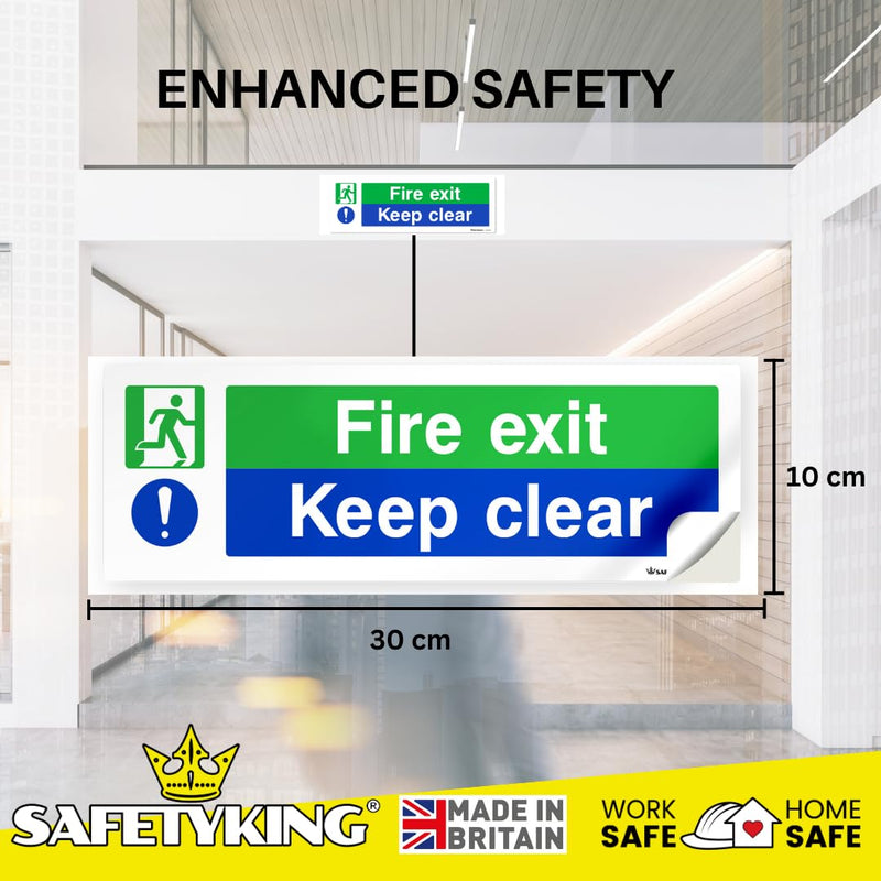 Load image into Gallery viewer, SAFETYKING® 16 Piece Fire Exit Signs | Fire Exit Keep Clear Sticker | 30 cm x 10 cm Self Adhesive Sticker | Fire Exit Signs | Fire Exit Stickers | Fire Exit Safety Pack | Running Man Fire Exit Sign
