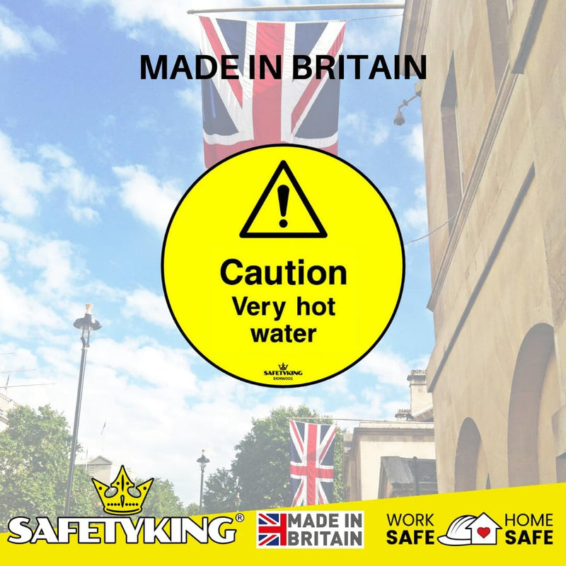 Load image into Gallery viewer, SAFETYKING® 12 x Caution Hot Water Stickers 68mm Diameter | Caution Very Hot Water Stickers | Caution Hot Water Signs | Caution Hot Very Hot Water Signs | Hot Water Sticker | Hot Water Sign
