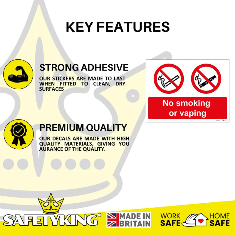 Load image into Gallery viewer, SAFETYKING® 6PCS 180cm x 135cm No Smoking No Vaping Sticker | No Smoking Sticker | No Vaping Sticker | No Smoking No Vaping Self Adhesive Sticker
