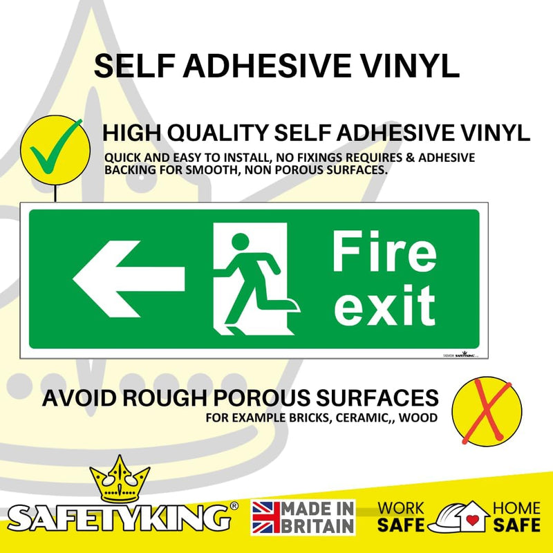 Load image into Gallery viewer, SAFETYKING® 1 Piece Fire Exit Sticker Running Man Down Left Sticker | 30 cm x 10 cm Self Adhesive Sticker | Fire Exit Signs | Fire Exit Stickers | Fire Exit Safety Pack | Running Man Fire Exit Signs
