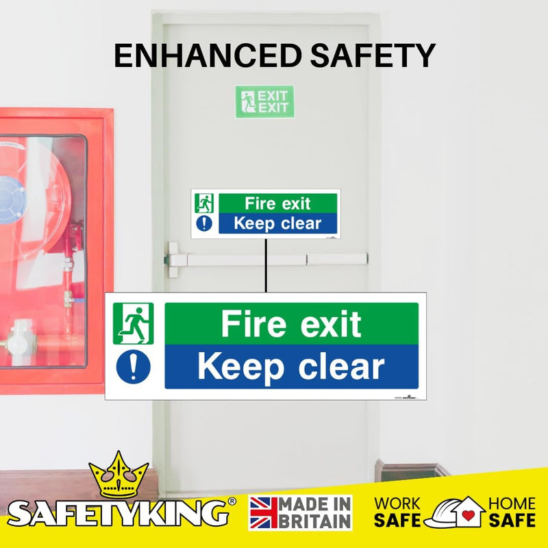 Load image into Gallery viewer, SAFETYKING® 16 Piece Fire Exit Signage kit 30cm x 10cm | Self Adhesive Stickers | Fire Exit Signs | Fire Exit Stickers | Fire Exit Safety Pack | Fire Exit Keep Clear sign | Running Man Fire Exit Signs
