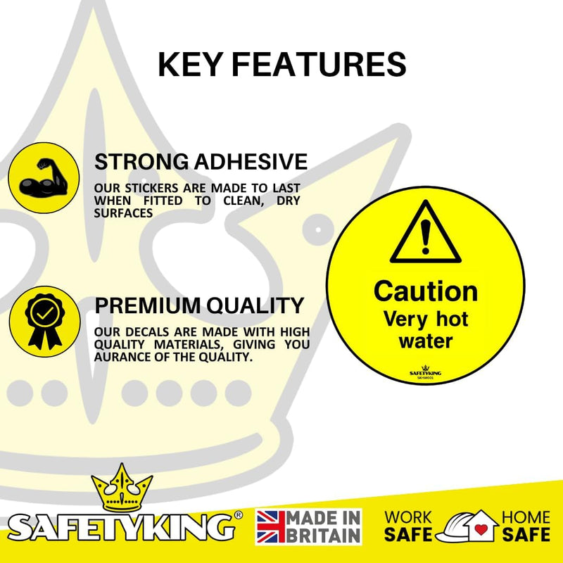 Load image into Gallery viewer, SAFETYKING® 12 x Caution Hot Water Stickers 68mm Diameter | Caution Very Hot Water Stickers | Caution Hot Water Signs | Caution Hot Very Hot Water Signs | Hot Water Sticker | Hot Water Sign
