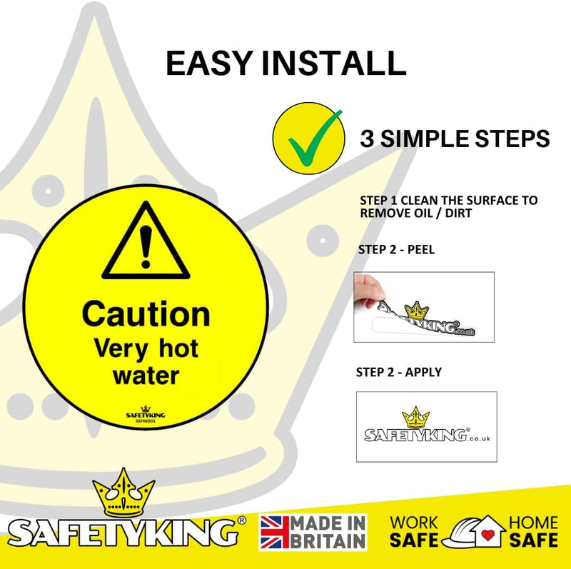 Load image into Gallery viewer, SAFETYKING® 12 x Caution Hot Water Stickers 68mm Diameter | Caution Very Hot Water Stickers | Caution Hot Water Signs | Caution Hot Very Hot Water Signs | Hot Water Sticker | Hot Water Sign
