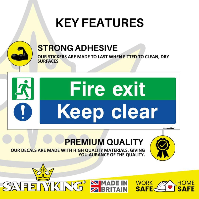 Load image into Gallery viewer, SAFETYKING® 16 Piece Fire Exit Signage kit 30cm x 10cm | Self Adhesive Stickers | Fire Exit Signs | Fire Exit Stickers | Fire Exit Safety Pack | Fire Exit Keep Clear sign | Running Man Fire Exit Signs
