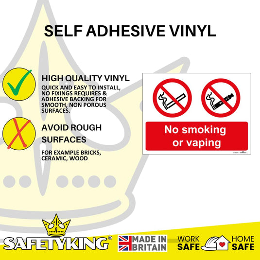 SAFETYKING® 13PCS 180cm x 135cm No Smoking No Vaping Sticker | No Smoking Sticker | No Vaping Sticker | No Smoking No Vaping Self Adhesive Sticker