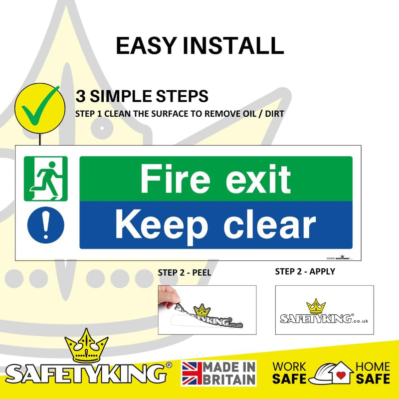 Load image into Gallery viewer, SAFETYKING® 16 Piece Fire Exit Signage kit 30cm x 10cm | Self Adhesive Stickers | Fire Exit Signs | Fire Exit Stickers | Fire Exit Safety Pack | Fire Exit Keep Clear sign | Running Man Fire Exit Signs
