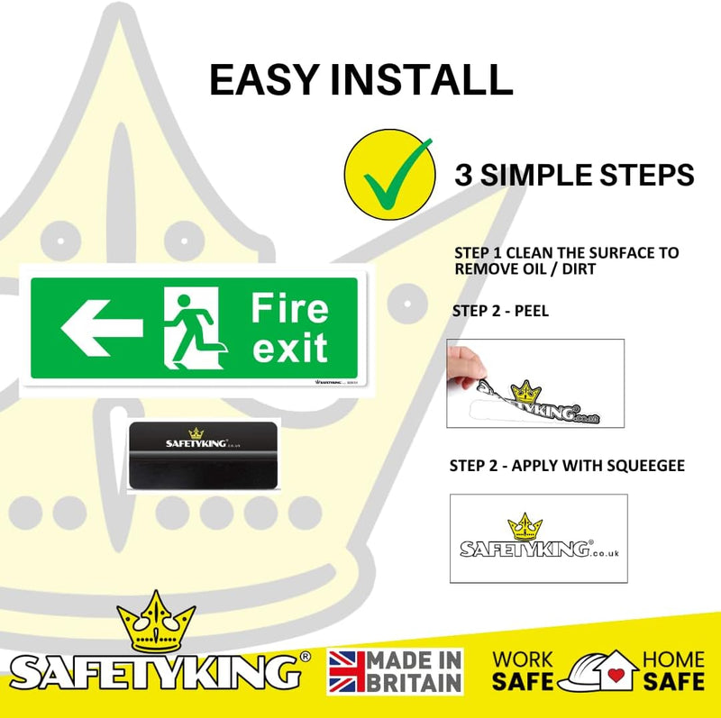 Load image into Gallery viewer, SAFETYKING® 16 Piece Fire Exit Signs | Running Man Left Fire Exit Sign | 30 cm x 10 cm Self Adhesive Sticker | Fire Exit Signs | Fire Exit Stickers | Fire Exit Safety Pack | Running Man Fire Exit Sign
