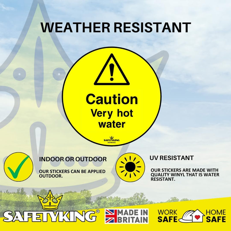 Load image into Gallery viewer, SAFETYKING® 12 x Caution Hot Water Stickers 68mm Diameter | Caution Very Hot Water Stickers | Caution Hot Water Signs | Caution Hot Very Hot Water Signs | Hot Water Sticker | Hot Water Sign
