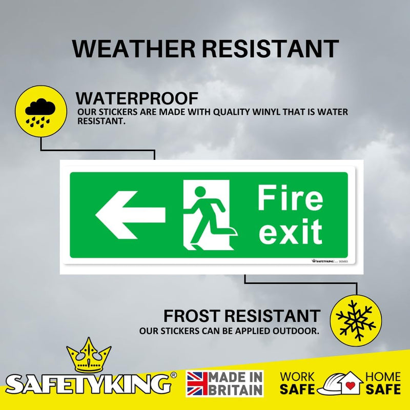 Load image into Gallery viewer, SAFETYKING® 16 Piece Fire Exit Signs | Running Man Left Fire Exit Sign | 30 cm x 10 cm Self Adhesive Sticker | Fire Exit Signs | Fire Exit Stickers | Fire Exit Safety Pack | Running Man Fire Exit Sign
