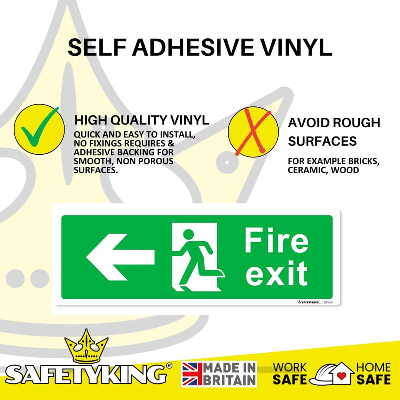 Load image into Gallery viewer, SAFETYKING® 16 Piece Fire Exit Signs | Running Man Left Fire Exit Sign | 30 cm x 10 cm Self Adhesive Sticker | Fire Exit Signs | Fire Exit Stickers | Fire Exit Safety Pack | Running Man Fire Exit Sign
