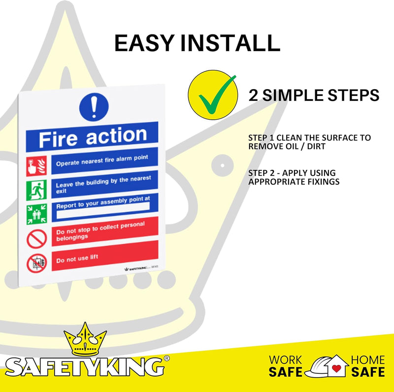 Load image into Gallery viewer, SAFETYKING® 6 pcs Fire Action Notice 1mm PVC Signs -L 20cm x W 15cm x H 1mm | Fire Action Notice | Fire Action Sign | Fire Action Stickers | Fire Stickers | Fire Safety Signs
