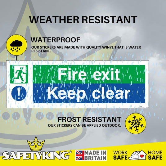 SAFETYKING® 16 Piece Fire Exit Signage kit 30cm x 10cm | Self Adhesive Stickers | Fire Exit Signs | Fire Exit Stickers | Fire Exit Safety Pack | Fire Exit Keep Clear sign | Running Man Fire Exit Signs