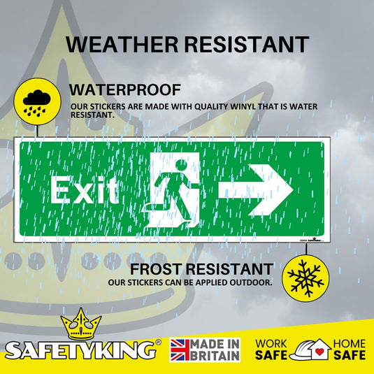 SAFETYKING® 1 Piece Fire Exit Sticker Running Man Right Sticker | 30 cm x 10 cm Self Adhesive Sticker | Fire Exit Signs | Fire Exit Stickers | Fire Exit Safety Pack | Running Man Fire Exit Signs