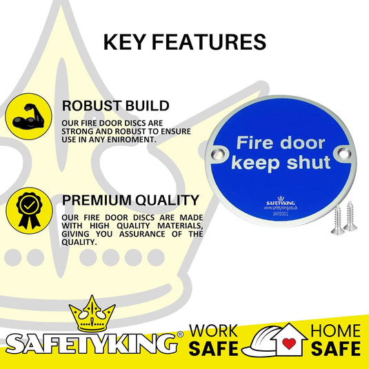 SAFETYKING® 10 x Fire Door Keep Shut Discs 76mm Diameter x 1mm Deep | Fire Door Keep Shut Sign | Fire Door Stickers | Fire Door Signs | Fire Door Keep Shut