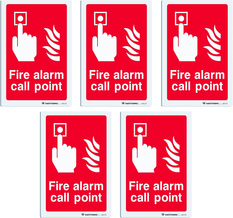 Load image into Gallery viewer, SAFETYKING® 5 pcs Fire Alarm Call Point Sticker - L 15cm x W 10cm | Fire Alarm Call Point Notice | Fire Call Point Sign | Fire Call PointStickers | Fire Stickers | Fire Safety Signs
