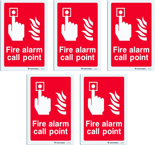 SAFETYKING® 5 pcs Fire Alarm Call Point Sticker - L 15cm x W 10cm | Fire Alarm Call Point Notice | Fire Call Point Sign | Fire Call PointStickers | Fire Stickers | Fire Safety Signs