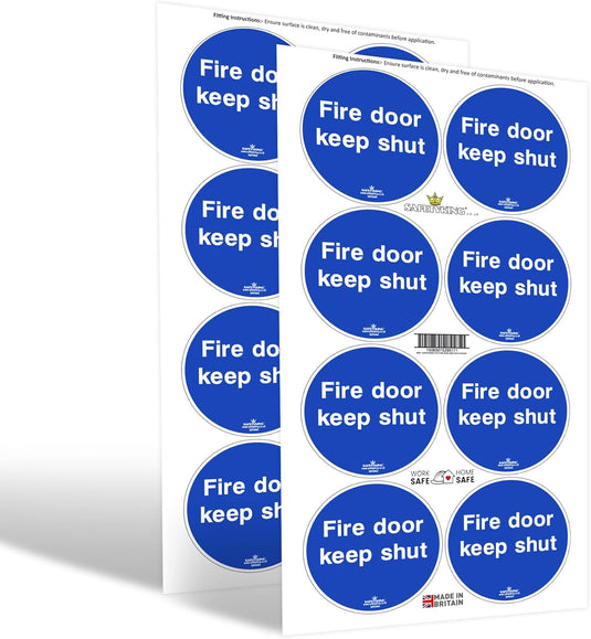 SAFETYKING® 16 x Fire Door Keep Shut Stickers 78mm Diameter | Fire Door Keep Shut Sign | Fire Door Stickers | Fore Door Signs | Fire Door Keep Shut | Fire Door Sign | Fire Door Keep Closed Sign