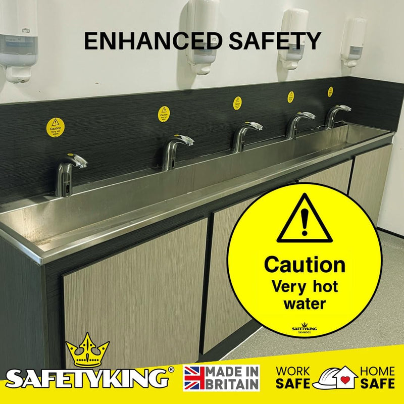 Load image into Gallery viewer, SAFETYKING® 12 x Caution Hot Water Stickers 68mm Diameter | Caution Very Hot Water Stickers | Caution Hot Water Signs | Caution Hot Very Hot Water Signs | Hot Water Sticker | Hot Water Sign
