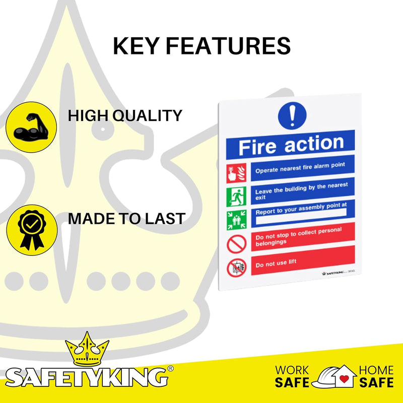 Load image into Gallery viewer, SAFETYKING® 6 pcs Fire Action Notice 1mm PVC Signs -L 20cm x W 15cm x H 1mm | Fire Action Notice | Fire Action Sign | Fire Action Stickers | Fire Stickers | Fire Safety Signs
