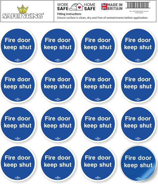 SAFETYKING® 16 x Fire Door Keep Shut Stickers 78mm Diameter | Fire Door Keep Shut Sign | Fire Door Stickers | Fore Door Signs | Fire Door Keep Shut | Fire Door Sign | Fire Door Keep Closed Sign