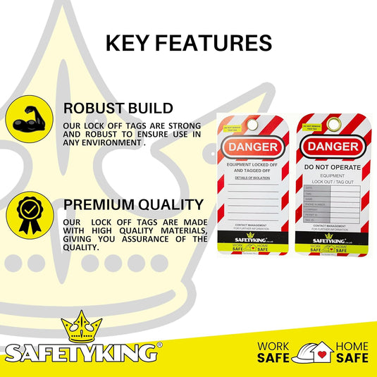 SAFETYKING® Lockout Tagout Tags 10 Tags with Pen and Cable Ties| Robust Lock Off Tag | Loto Tags| Health and Safety Isolation Warning Tags | Equipment Lockout Tags | Lock Out Tag Out | Lock Off Tags