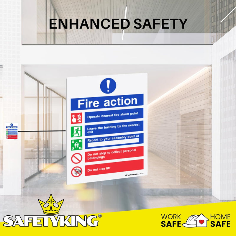 Load image into Gallery viewer, SAFETYKING® 6 pcs Fire Action Notice 1mm PVC Signs -L 20cm x W 15cm x H 1mm | Fire Action Notice | Fire Action Sign | Fire Action Stickers | Fire Stickers | Fire Safety Signs
