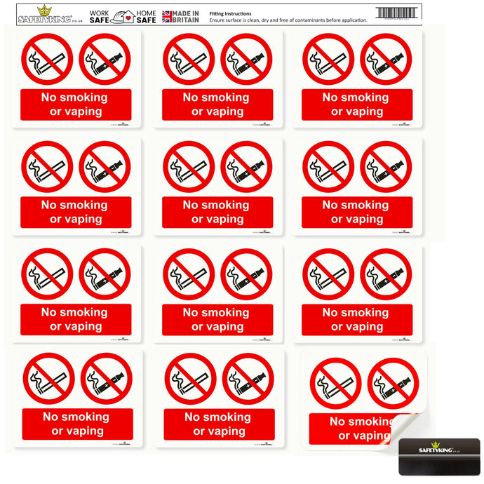 SAFETYKING® 13PCS 180cm x 135cm No Smoking No Vaping Sticker | No Smoking Sticker | No Vaping Sticker | No Smoking No Vaping Self Adhesive Sticker