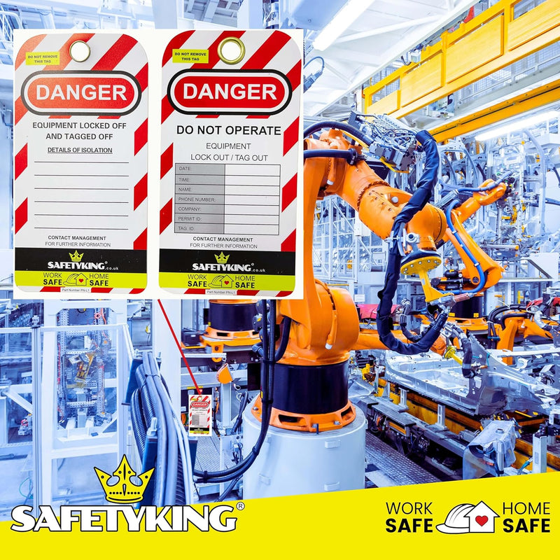 Load image into Gallery viewer, SAFETYKING® Lockout Tagout Tags 10 Tags with Pen and Cable Ties| Robust Lock Off Tag | Loto Tags| Health and Safety Isolation Warning Tags | Equipment Lockout Tags | Lock Out Tag Out | Lock Off Tags
